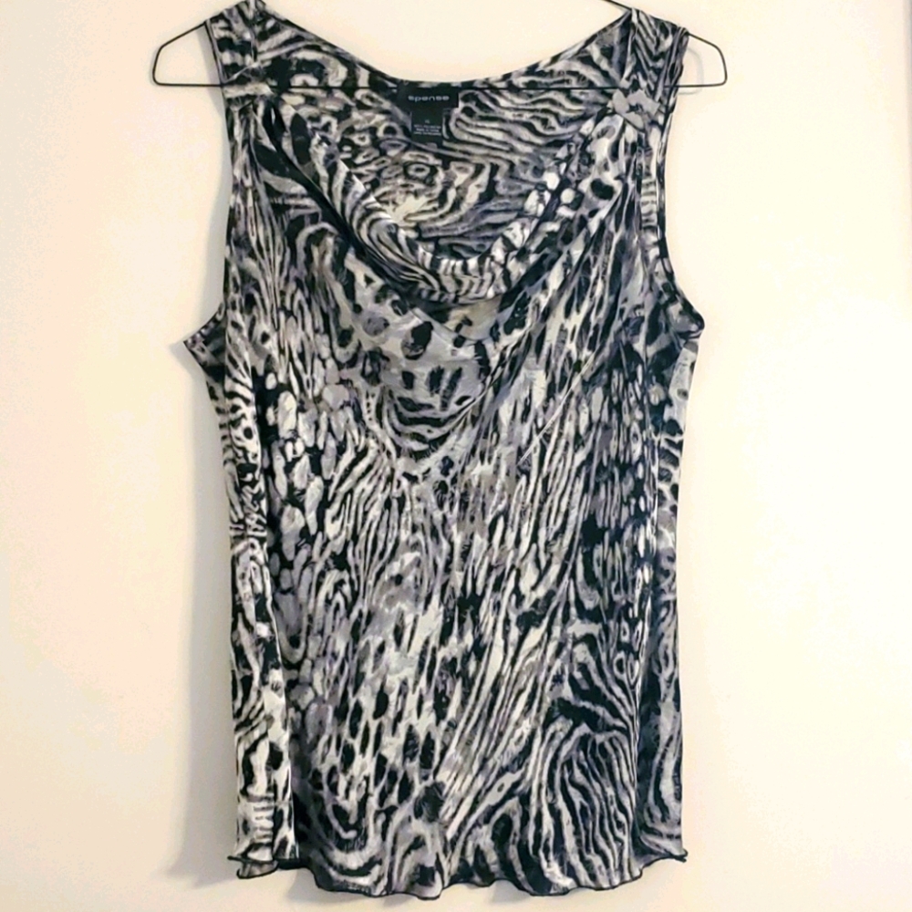 Spence Womens Black & White Animal Print Sleeveless Size XL